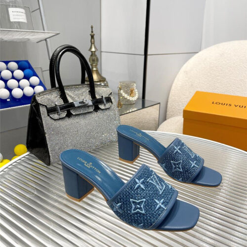 High Quality Luxury Louis Vuitton Catwalk High-Heeled Slippers – Style 98947 alternate view