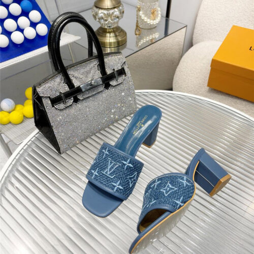 High Quality Luxury Louis Vuitton Catwalk High-Heeled Slippers – Style 98947 product detail