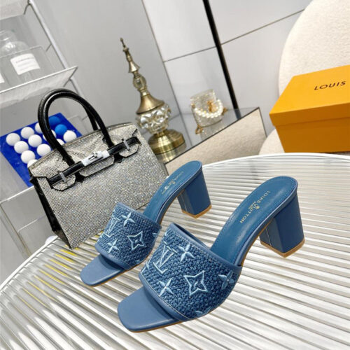 High Quality Luxury Louis Vuitton Catwalk High-Heeled Slippers – Style 98947 product detail