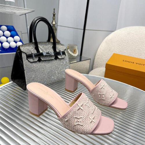 High Quality Luxury Louis Vuitton Catwalk High-Heeled Slippers – Style 23235 alternate view