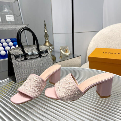High Quality Luxury Louis Vuitton Catwalk High-Heeled Slippers – Style 23235