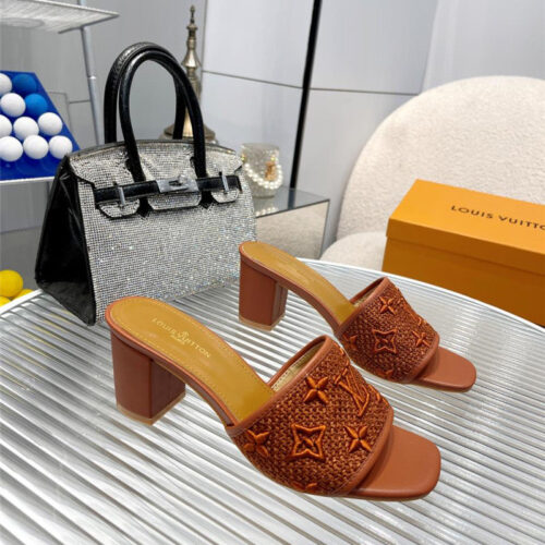 High Quality Luxury Louis Vuitton Catwalk High-Heeled Slippers – Style 81987 product detail