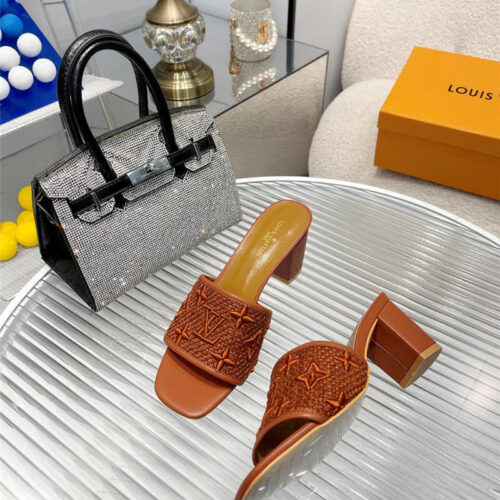 High Quality Luxury Louis Vuitton Catwalk High-Heeled Slippers – Style 81987 product detail