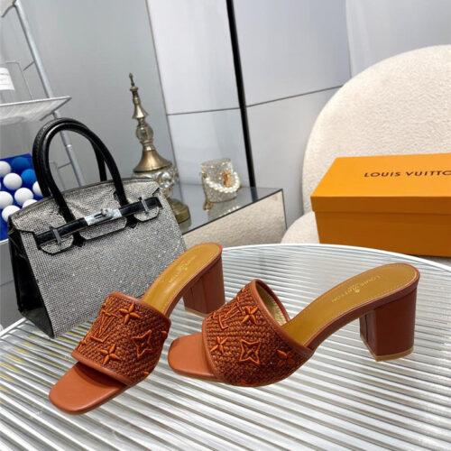 High Quality Luxury Louis Vuitton Catwalk High-Heeled Slippers – Style 81987