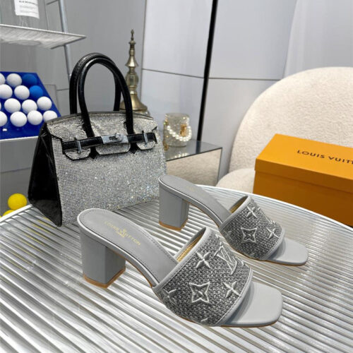 High Quality Luxury Louis Vuitton Catwalk High-Heeled Slippers product detail