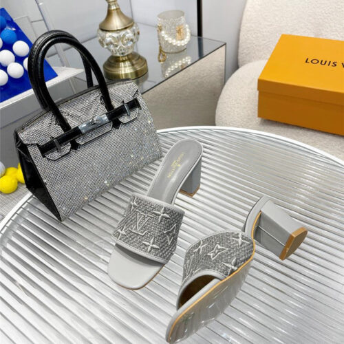 High Quality Luxury Louis Vuitton Catwalk High-Heeled Slippers product detail