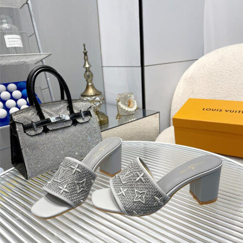 High Quality Luxury Louis Vuitton Catwalk High-Heeled Slippers