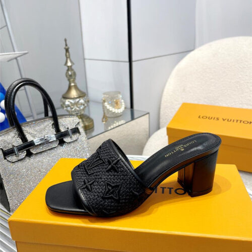 High Quality Luxury Louis Vuitton Catwalk High-Heeled Slippers – Style 96099 product detail
