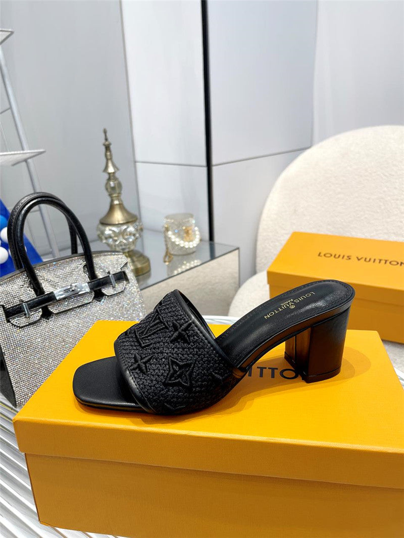 High Quality Luxury Louis Vuitton Catwalk High-Heeled Slippers – Style 96099 product detail