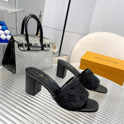 High Quality Luxury Louis Vuitton Catwalk High-Heeled Slippers – Style 96099 alternate view