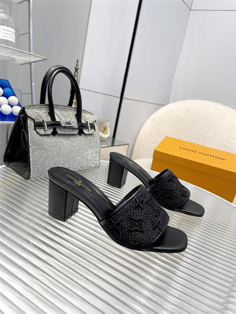 High Quality Luxury Louis Vuitton Catwalk High-Heeled Slippers – Style 96099 product detail