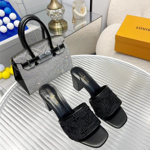 High Quality Luxury Louis Vuitton Catwalk High-Heeled Slippers – Style 96099 product detail