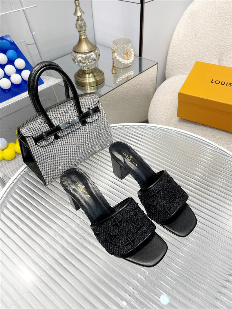 High Quality Luxury Louis Vuitton Catwalk High-Heeled Slippers – Style 96099 product detail