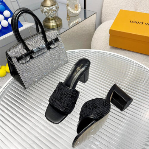 High Quality Luxury Louis Vuitton Catwalk High-Heeled Slippers – Style 96099 product detail