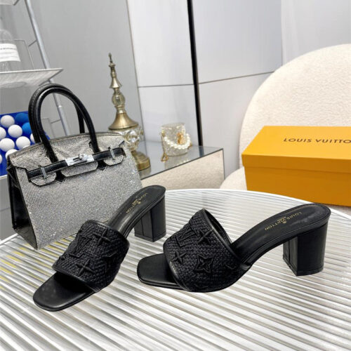 High Quality Luxury Louis Vuitton Catwalk High-Heeled Slippers – Style 96099