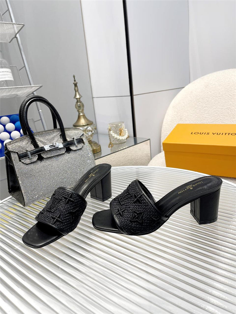 High Quality Luxury Louis Vuitton Catwalk High-Heeled Slippers – Style 96099