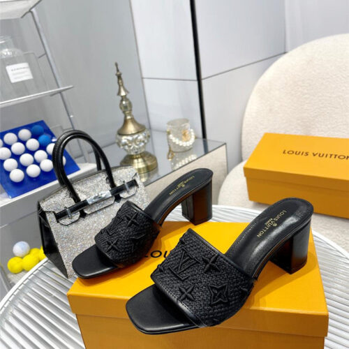 High Quality Luxury Louis Vuitton Catwalk High-Heeled Slippers – Style 96099 product detail