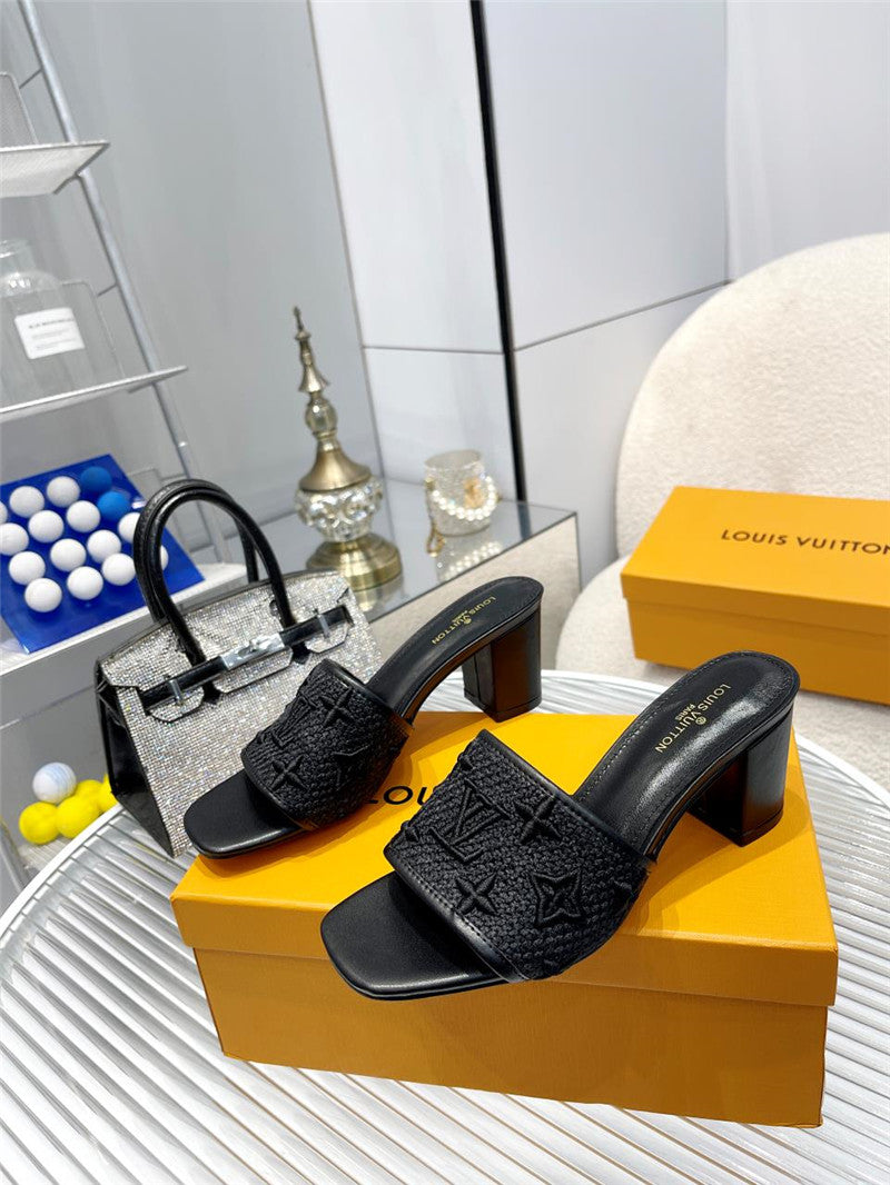High Quality Luxury Louis Vuitton Catwalk High-Heeled Slippers – Style 96099 product detail