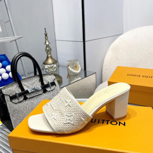 High Quality Luxury Louis Vuitton Catwalk High-Heeled Slippers – Style 44675 product detail