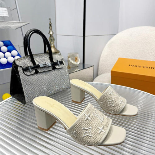 High Quality Luxury Louis Vuitton Catwalk High-Heeled Slippers – Style 44675 alternate view
