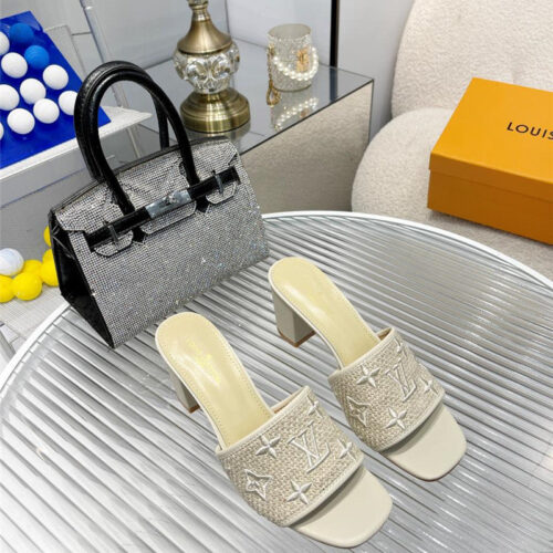 High Quality Luxury Louis Vuitton Catwalk High-Heeled Slippers – Style 44675 product detail