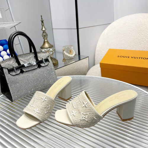 High Quality Luxury Louis Vuitton Catwalk High-Heeled Slippers – Style 44675