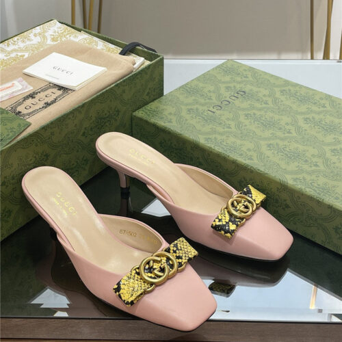 High Quality Luxury Gucci Early Autumn Cat Heel Muller Slippers