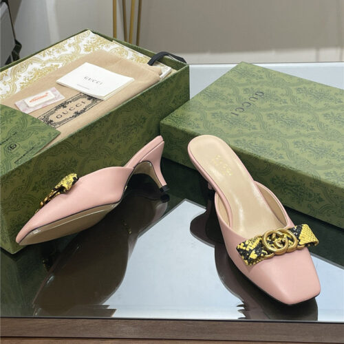 High Quality Luxury Gucci Early Autumn Cat Heel Muller Slippers product detail