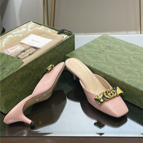 High Quality Luxury Gucci Early Autumn Cat Heel Muller Slippers product detail