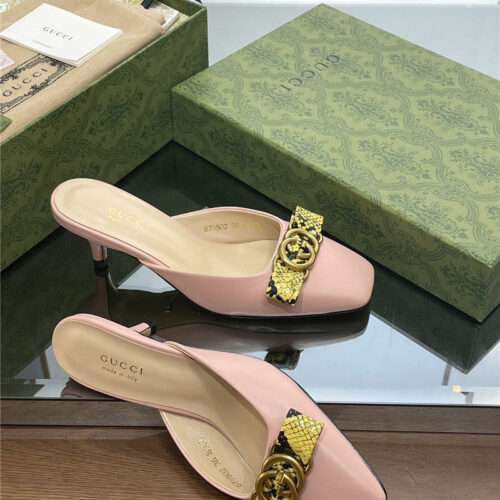 High Quality Luxury Gucci Early Autumn Cat Heel Muller Slippers product detail