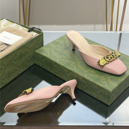 High Quality Luxury Gucci Early Autumn Cat Heel Muller Slippers product detail
