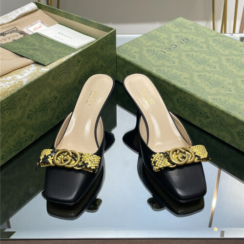 High Quality Luxury Gucci Early Autumn Cat Heel Muller Slippers – Style 71251 alternate view