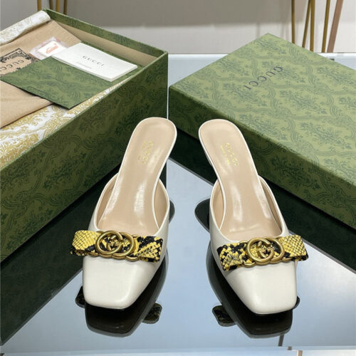 High Quality Luxury Gucci Early Autumn Cat Heel Muller Slippers – Style 02323 alternate view