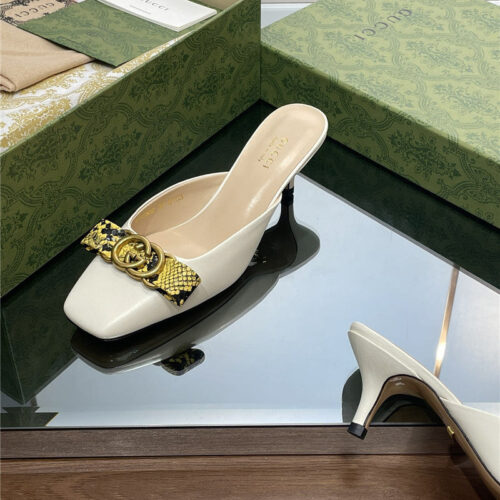 High Quality Luxury Gucci Early Autumn Cat Heel Muller Slippers – Style 02323 product detail