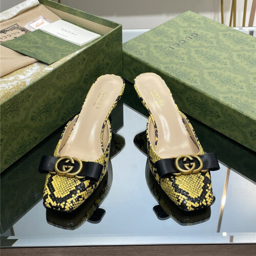 High Quality Luxury Gucci Early Autumn Cat Heel Muller Slippers – Style 35091 alternate view