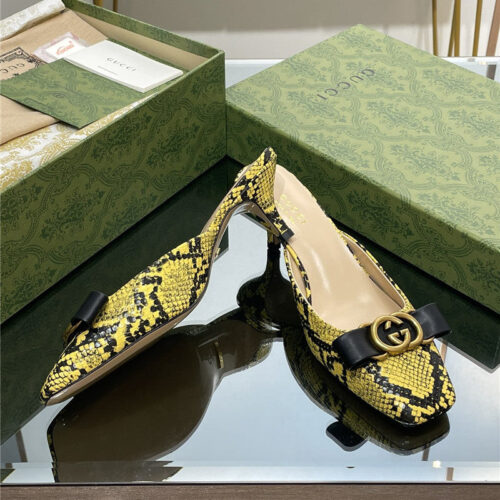 High Quality Luxury Gucci Early Autumn Cat Heel Muller Slippers – Style 35091 product detail
