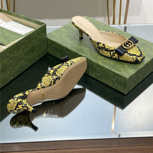 High Quality Luxury Gucci Early Autumn Cat Heel Muller Slippers – Style 35091 product detail