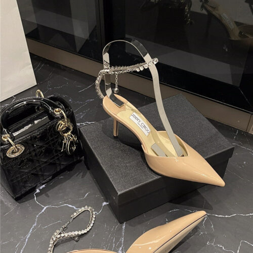 High Quality Luxury Jimmy Choo Patent-Leather Crystal Chain Pumps – Style 27191 alternate view
