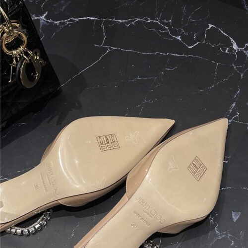 High Quality Luxury Jimmy Choo Patent-Leather Crystal Chain Pumps – Style 27191 product detail