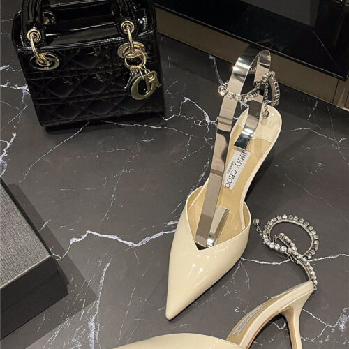 High Quality Luxury Jimmy Choo Patent-Leather Crystal Chain Pumps product detail