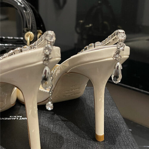 High Quality Luxury Jimmy Choo Patent-Leather Crystal Chain Pumps product detail
