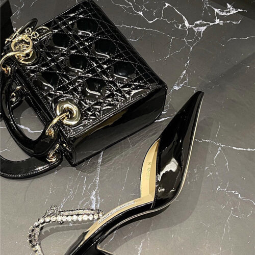 High Quality Luxury Jimmy Choo Patent-Leather Crystal Chain Pumps – Style 54871 product detail