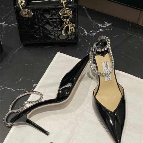 High Quality Luxury Jimmy Choo Patent-Leather Crystal Chain Pumps – Style 54871 alternate view