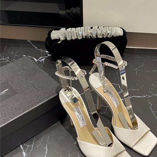 High Quality Luxury Jimmy Choo New Ice Fish Mouth High-Heeled Sandals