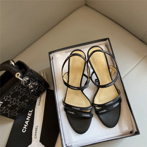 High Quality Luxury Chanel Middle-Aged Series Logo Strappy High-Heeled Sandals alternate view