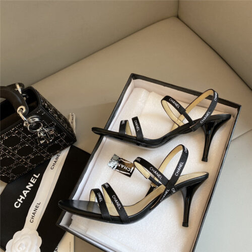 High Quality Luxury Chanel Middle-Aged Series Logo Strappy High-Heeled Sandals product detail