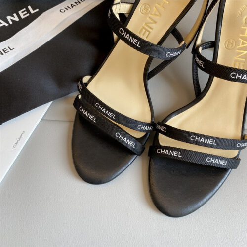 High Quality Luxury Chanel Middle-Aged Series Logo Strappy High-Heeled Sandals product detail