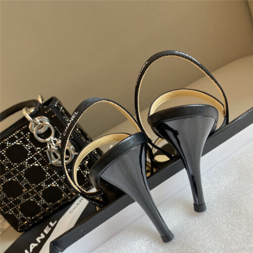 High Quality Luxury Chanel Middle-Aged Series Logo Strappy High-Heeled Sandals product detail