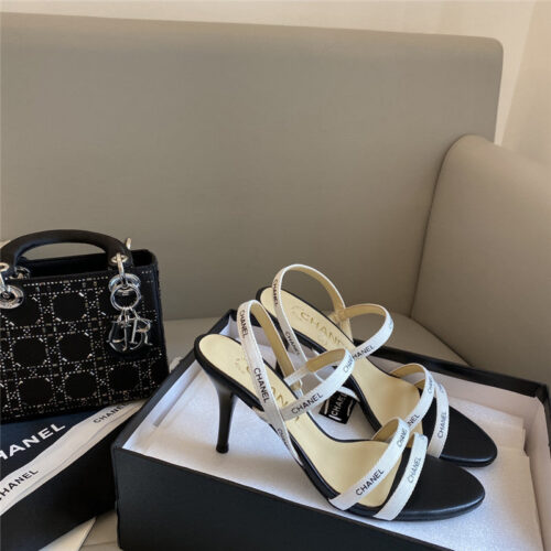 High Quality Luxury Chanel Middle-Aged Series Logo Strappy High-Heeled Sandals – Style 62662