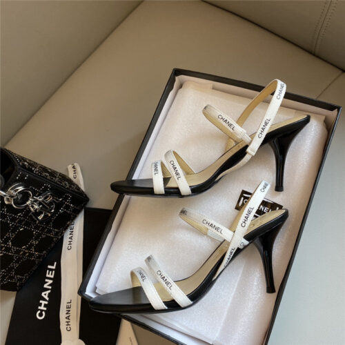High Quality Luxury Chanel Middle-Aged Series Logo Strappy High-Heeled Sandals – Style 62662 product detail